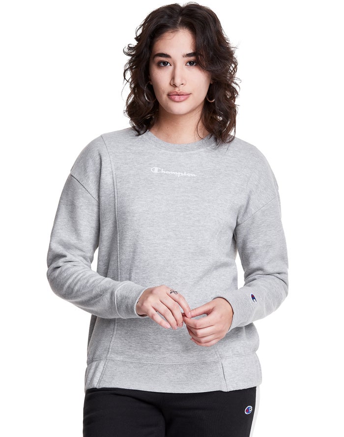 Champion Fleece Crew Kadın Sweatshirt Gri ( ZMDUNJ270 )